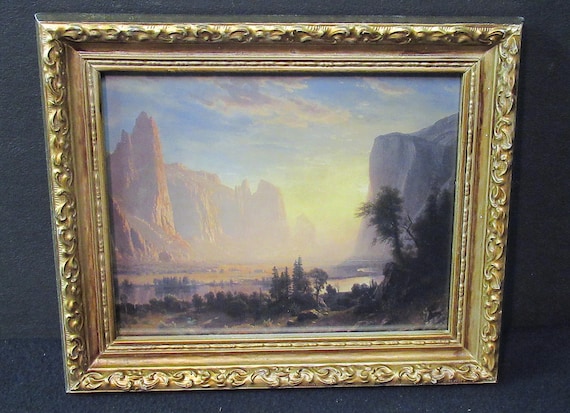 Valley of the Yosemite by Albert Bierstadt / Very detailed landscape, rich depth / with antique/vintage frame.