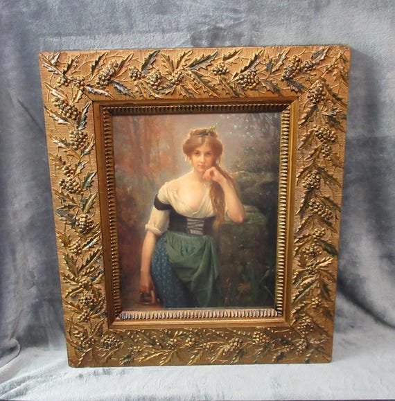 Exceptional Full Size Art Print in Antique Super Condition Frame,  25.5 x 20.5 signed