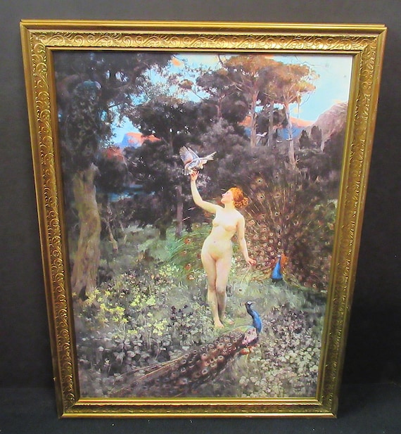 Beautiful 1895 Painting "Not Junos Heartless Fowls" Art Print, Unique Custom Vintage Frame / H.A. Oliver Signed 20 X 15