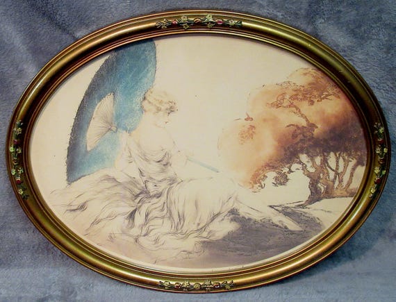 Louis Icart Art Print in Antique / Vintage Frame