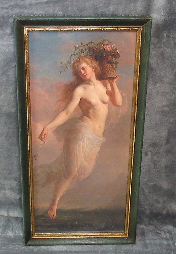Wonderful Painting Art Print with Custom Vintage Frame / W. Gerson 19th Century Painter, " Morning Mist"