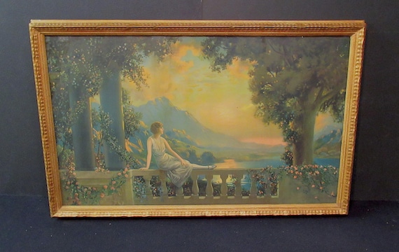 Original R. Atkinson Fox Early Wide Printing of 1920s Signed, Impressive Antique Frame / Beautiful Antique Frame 32" wide