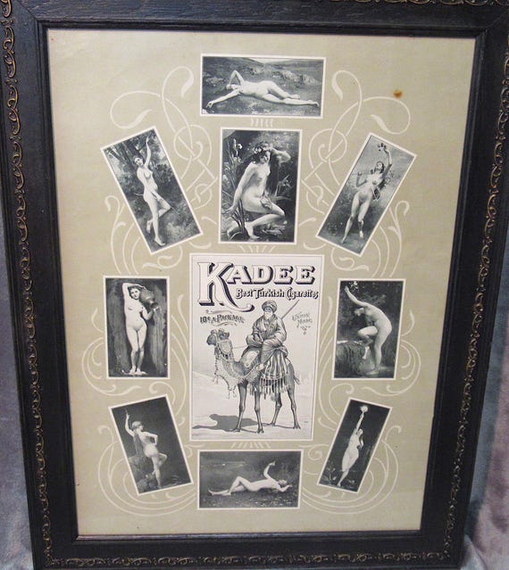 Original Antique Tobacco Advertising Poster Circa 1920,  Art Nudes by A.J. Chantron 20 x 26