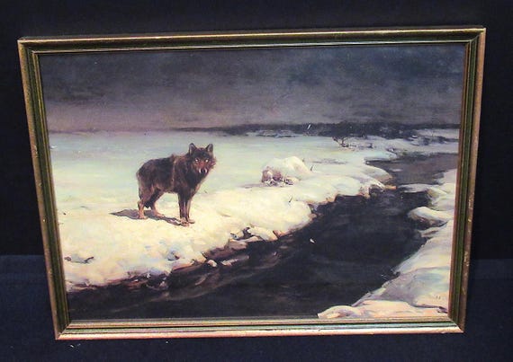 Lone Wolf in Antique/Vintage Frame, unusual edition