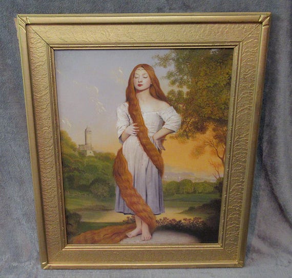 Brilliant, Fun Art Print by Bill Mayer; Rapunzel, Custom Antique Frame