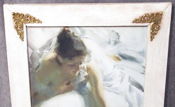 Anders Zorn 1896 Painting Art Print, signed / Unique White Frame
