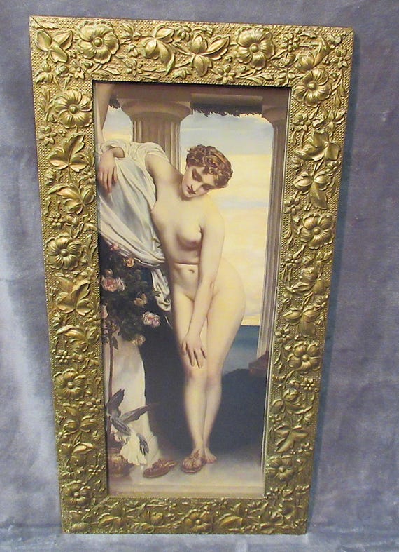 Venus, High Quality Art Print in Antique Custom Frame  / F. Leighton  25.5 tall