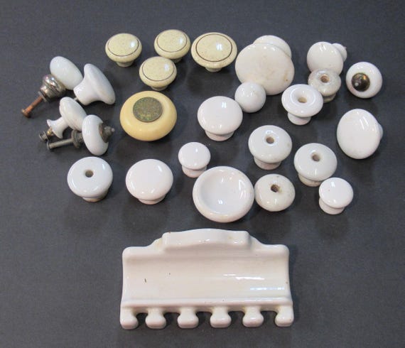 Porcelain Antique Drawer Pulls, antique hardware 25 pieces