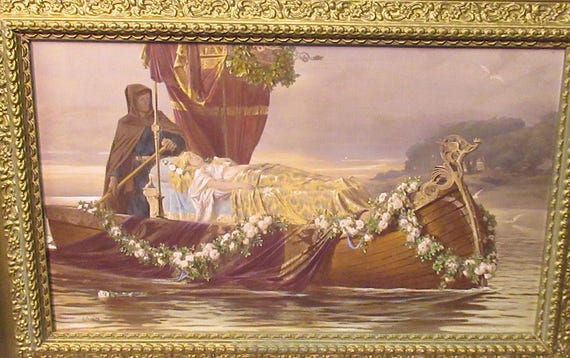 Antique Wonderful Victorian Art "Elaine" by E. Rosenthal 1874