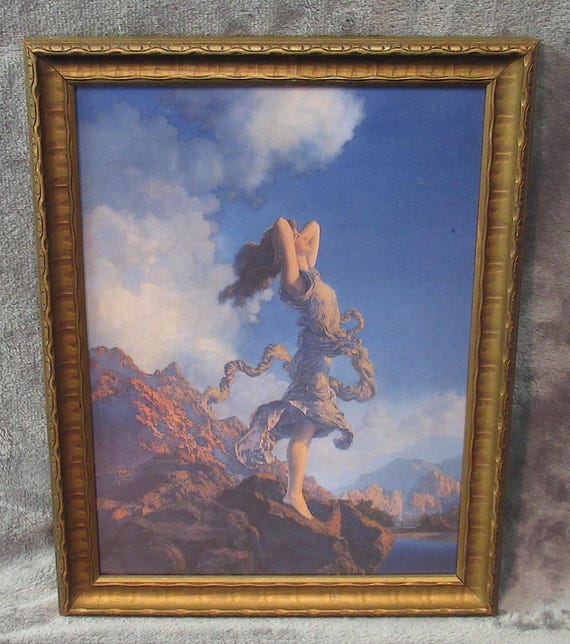Maxfield Parrish, Ecstasy Art in Antique Early 1900s Frame