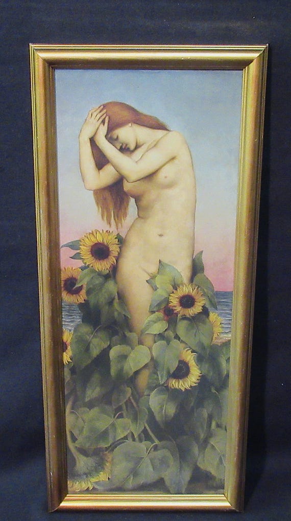 Sunflower and Woman "Clytie" by Evelyn Pickering de Morgan 19.5 Tall
