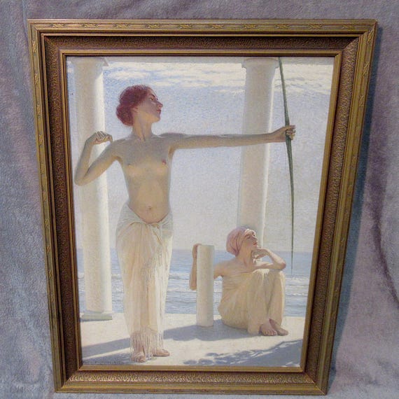 Stunning Max Nonnenbruch Painting Print of The Archer / Quality Antique Frame