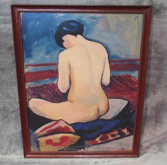 Nude Art Print in Antique/Vintage Frame /  Excellent quality detail and color