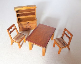 Original Art Deco Doll House Furniture, 1920s/30 Miniature Dining Room