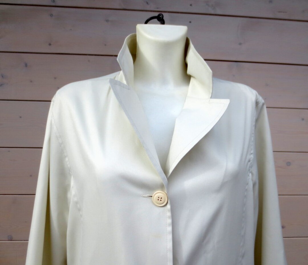 Classic off White Summer Coat, Light Womens Coat Size M, Windbreaker