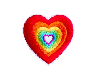 handmade love wins iron-on One of a kind rainbow pride heart patch