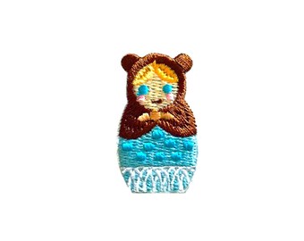Mini Babushka Doll Patch | Tiny Pastel Russian Nesting Doll Iron-On Applique | Embroidered Sewing Novelty Badge | Backpack Jacket Accessory