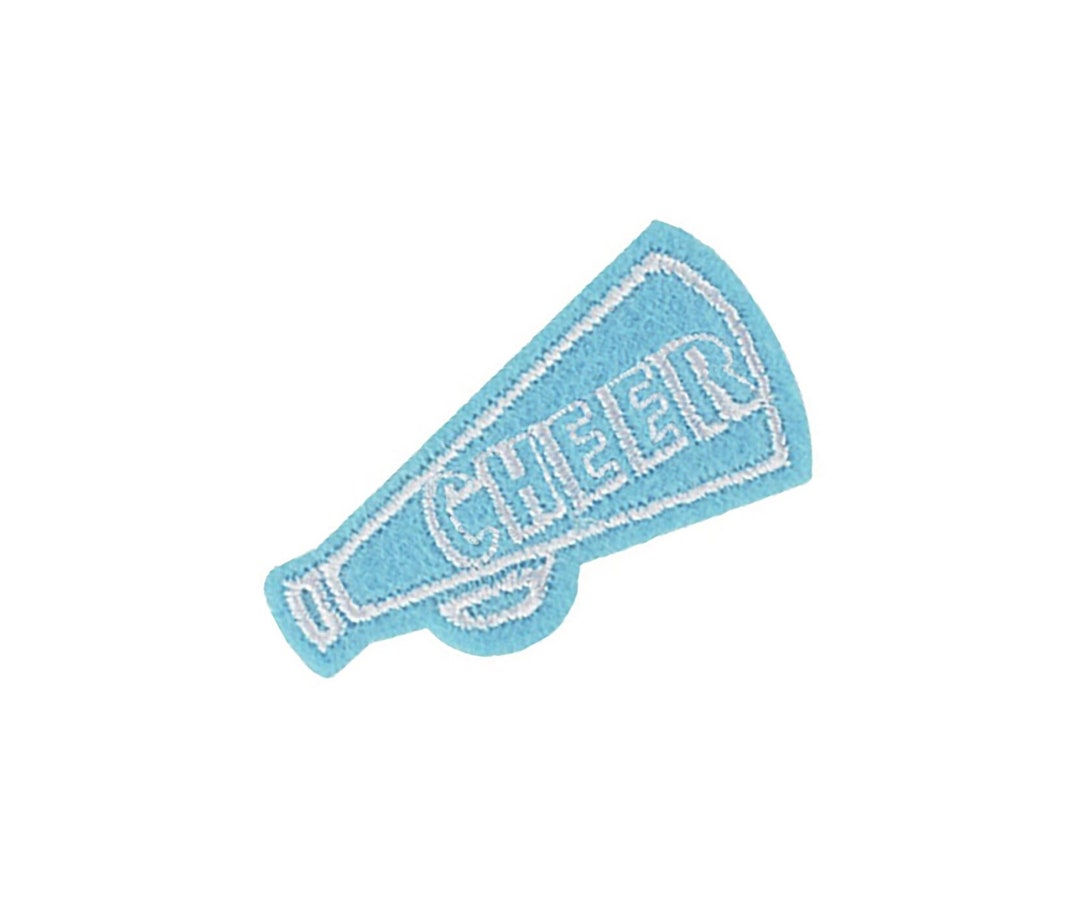 Cheer Patch Pastel Blue Cheerleader Squad Team Megaphone Ironon
