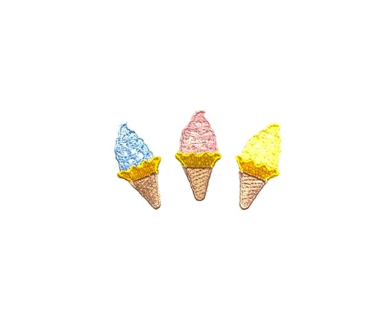 Tiny Ice Cream Cone Patches 3x Mini Kawaii Pastel Dessert Summer