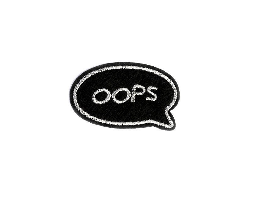5 PCS The Black White Oops! Patches Iron On Or Sew Fabric Sticker For  Clothes Badge Patch Embroidered Appliques DIY