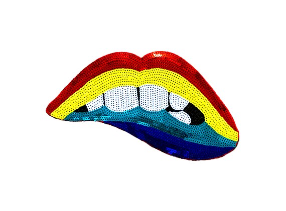 Iron on Sequin patch Lips patch Large patch Iron on Sequin patch Lips patch Large patch