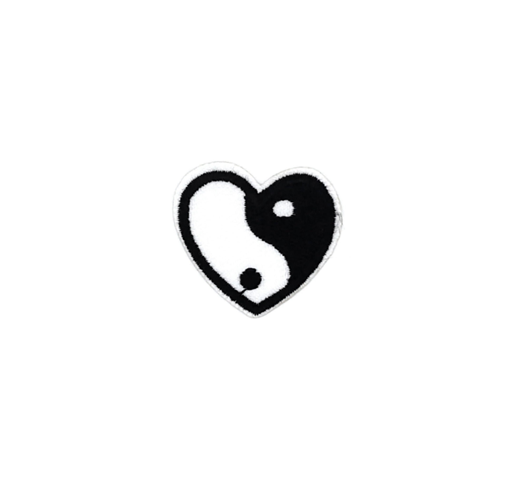 Mini Yin Yang Heart Patch Tiny Love Black White Chinese Etsy