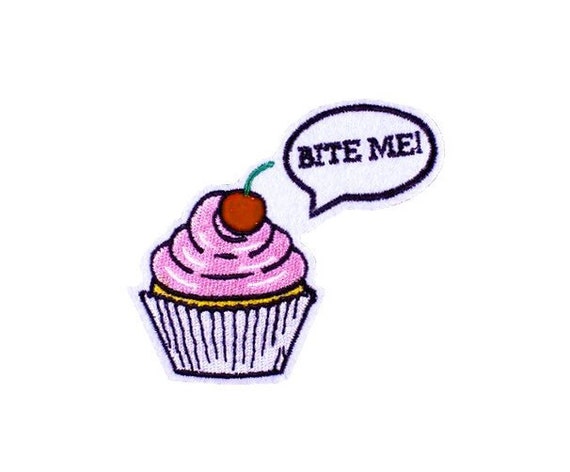 Dessert Cupcake Sweet Cherry Embroidered Iron On Applique Patch