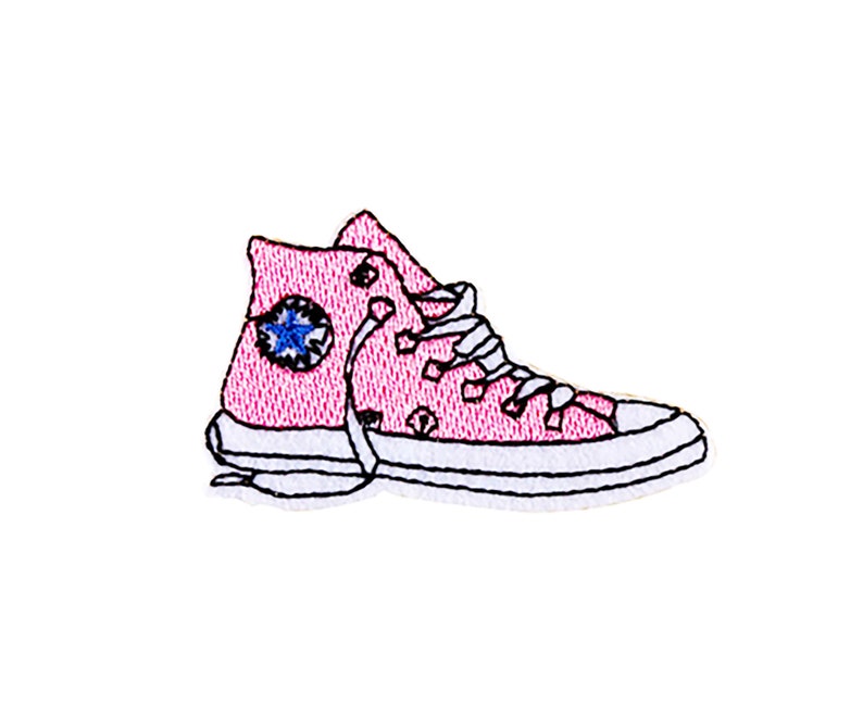 Pink Shoe Patch Pastel Converse Hi Top Chuck Sneaker Iron Pink Shoe Patch Pastel Converse Hi Top Chuck Sneaker Iron