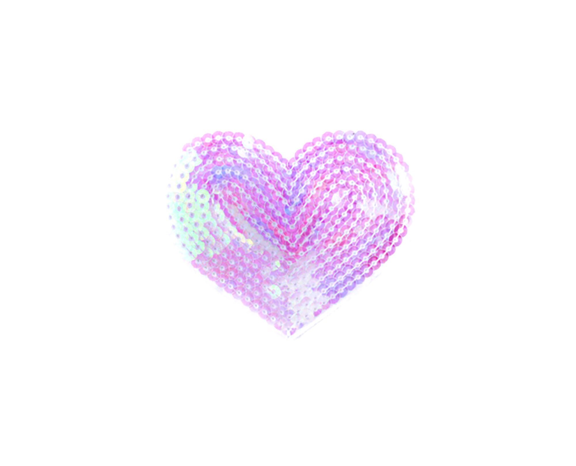 White Iridescent Sequin Heart Patch Pastel Rainbow Sparkle - Etsy Denmark