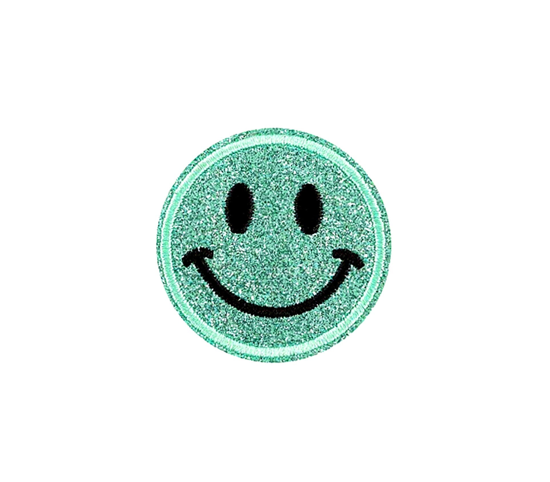 Aqua Happy Face Patch Kawaii Blue Glitter Sparkle Smiley picture