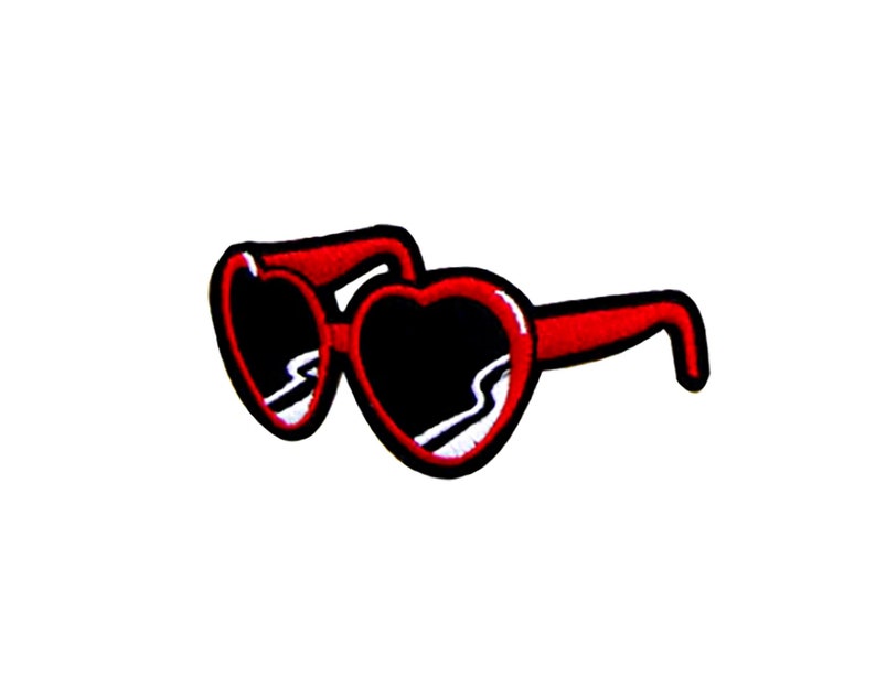 Red Heart Sunglasses Patch Lolita DIY Novelty Badge Girls Teen Backpack Jacket Accessory Love Sun Shades Glasses Iron On Applique