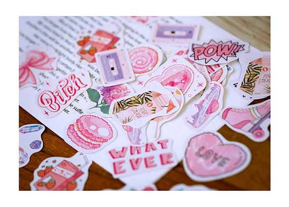 Pink Kawaii Stickers Pack Of 50 Tiny Pastel Diy Cutout Etsy