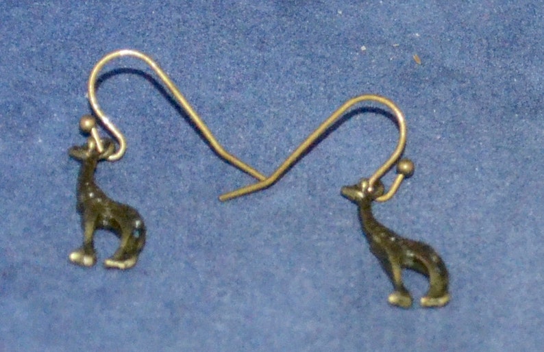 Giraffe Earrings E1181 French Hooks Antique Bronze