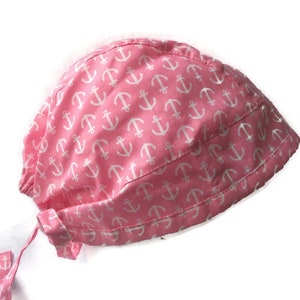 Womens  pink nautical scrub  cap,surgical caps,scrub hat