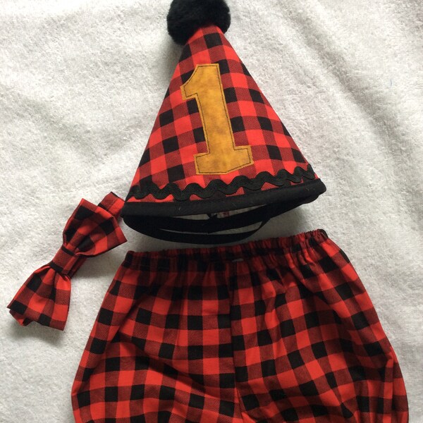 Boys 1st birthday buffalo plaid /Lumberjack cake smash outfit set,12 months.Ready to ship