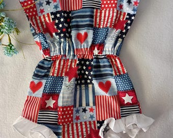 12 m sleeveless baby girls 4 the of July romper