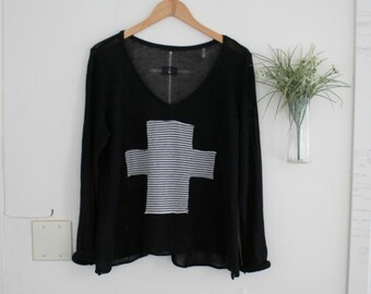 New - Artisan Embellished Sweater / SALE / Handmade Cotton Sweater / Breathe Clothing USA