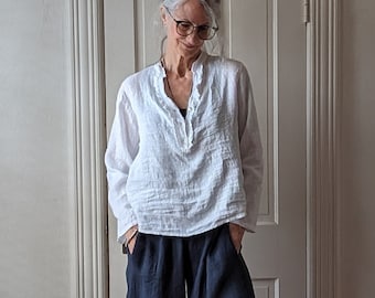 Linen Shirt / "Bach" Ruffle Placket Shirt / 5 Earth Tone Colors / by Breathe Clothing
