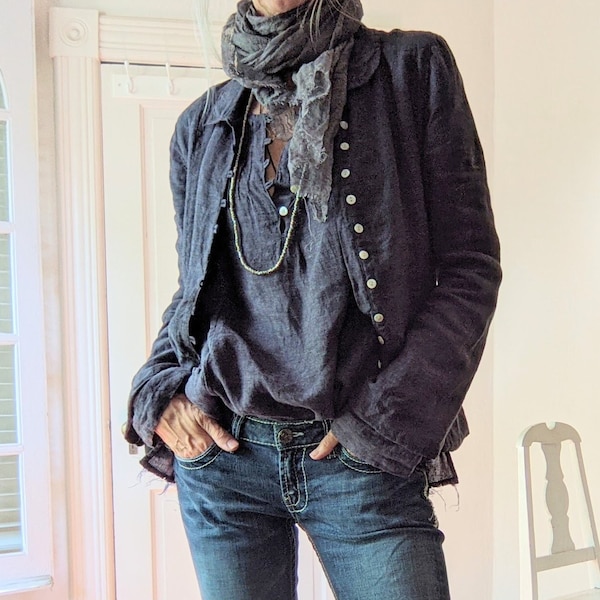 Handcrafted Linen "Monet" Jacket: Earth Tone Colors by Breathe Clothing