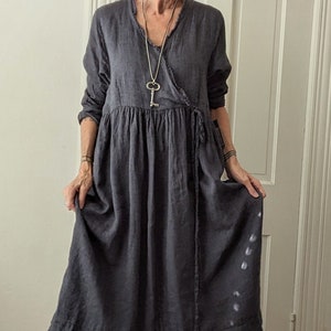 Womens Linen Dress / tuscan Wrap Dress / Handcrafted Breathe Clothing ...
