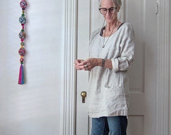Linen Tunic / Jaipur' Tunic Dress / 50% Off  SALE -  Earth Tone Colors / Made by Hand - Breathe Clothing USA
