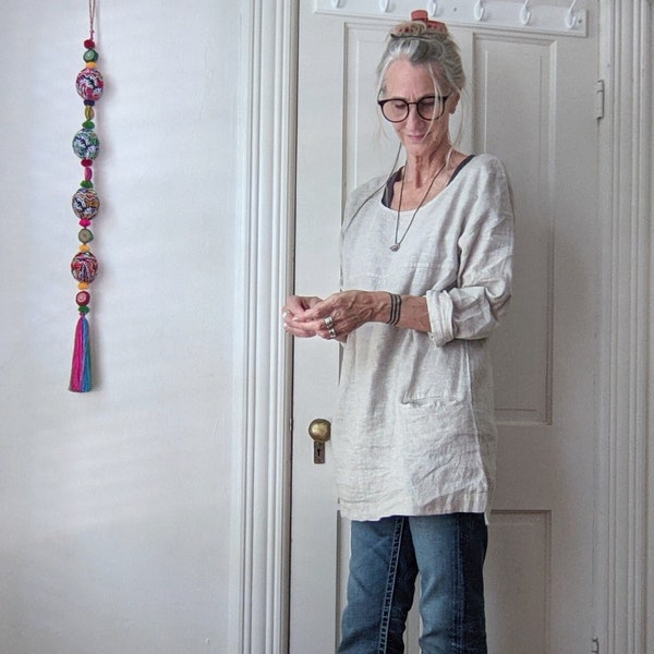 Linen Tunic / Jaipur' Tunic Dress / 50% Off  SALE -  Earth Tone Colors / Made by Hand - Breathe Clothing USA