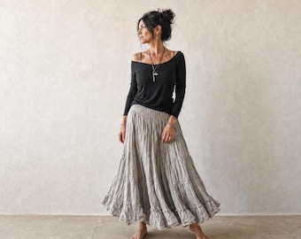 Cotton Skirt / 'Tralee' Tiered Petticoat / 6 Earth Tone Colors / Breathe Clothing