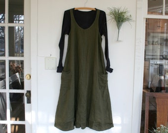 NEW - Custom Handmade Linen Apron 'ZOE' Linen Dress /  Made by Hand - Breathe Clothing USA