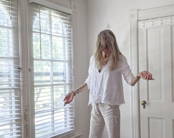 Handmade Linen 'Alice-Redeux' Shirt / Made by Hand - Breathe Clothing