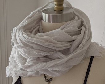 SALE -  Hand Dyed Linen Scarf / 9 Earth Tone Colors / Handloomed Washed Linen / Made by Hand - Breathe Clothing USA