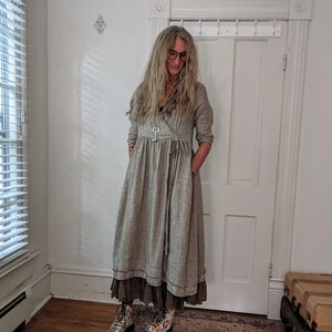Linen &quot;Tuscan&quot; Wrap Dress / Sale - 4 Earth Tone Linen Colors / Sale - Handcrafted - Breathe Clothing