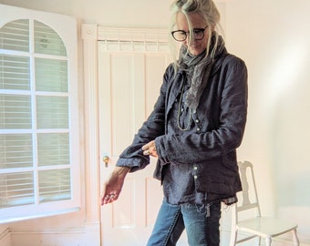 Handcrafted Linen Jacket: Natural 'MONET' Breathe Clothing