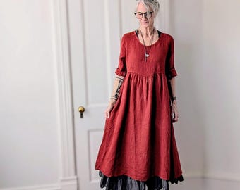 Linen Midi Dresses:  "Nash" Dress / Breathe Clothing