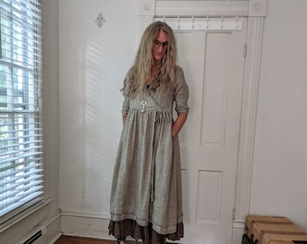 Handcrafted Linen Dress - Custom "Tuscan" Wrap Dress - Breathe Clothing USA